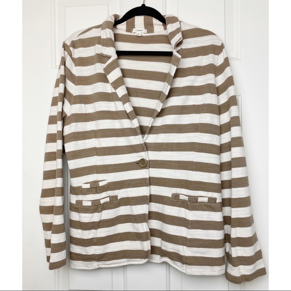 Caslon Jackets & Blazers - Caslon Blazer Jacket Cotton Stripe Brown Ivory XL